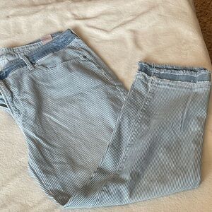 Chico’s Light Blue Pinstripe Denim Crop Pants - Size 3 (16R)